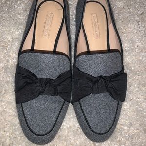 Bow loafers.   By Antonio Melani. Grey and black.
